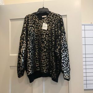 ANDTHEWHY Gold Leopard Print Sweater NWT M/L